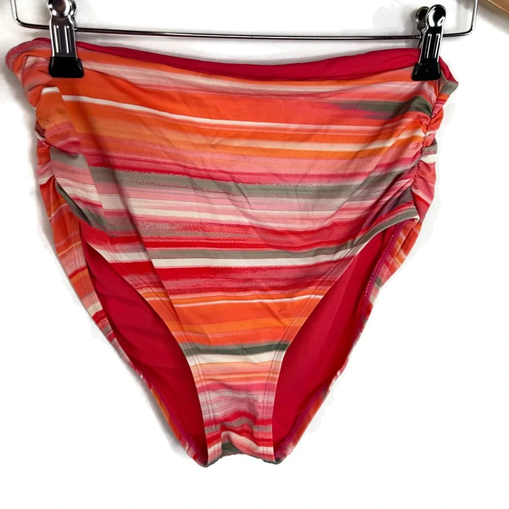 Coco Reef Pink and Orange Tankini Set Swimsuit with Ruched Detail size 34DD - Picture 5 of 11